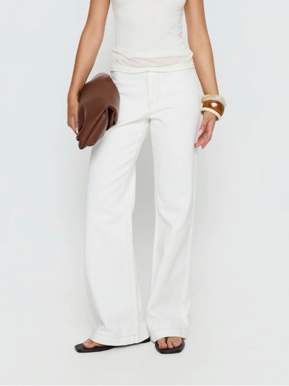 Princess Polly Buenos No Waist Low Rise Straight Leg Jeans White